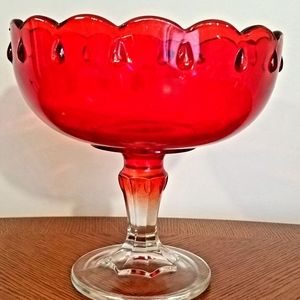 Vintage ruby red glass decorative bowl.